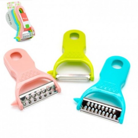 Kit Mini Ralador 3 Peças Coloridas Descascador Utensílios -Feira Da madrugada SP