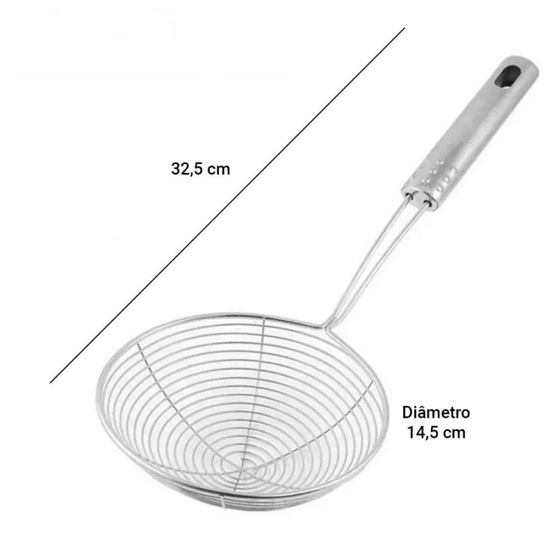 Escumadeira Para Fritura Coxinhas Salgados Inox 14,5 Cm  - Feira da Madrugada SP