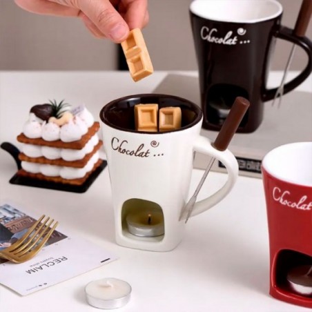 Caneca Para Fondue De Cerâmica Com Garfo - Feira Da Madrugada SP
