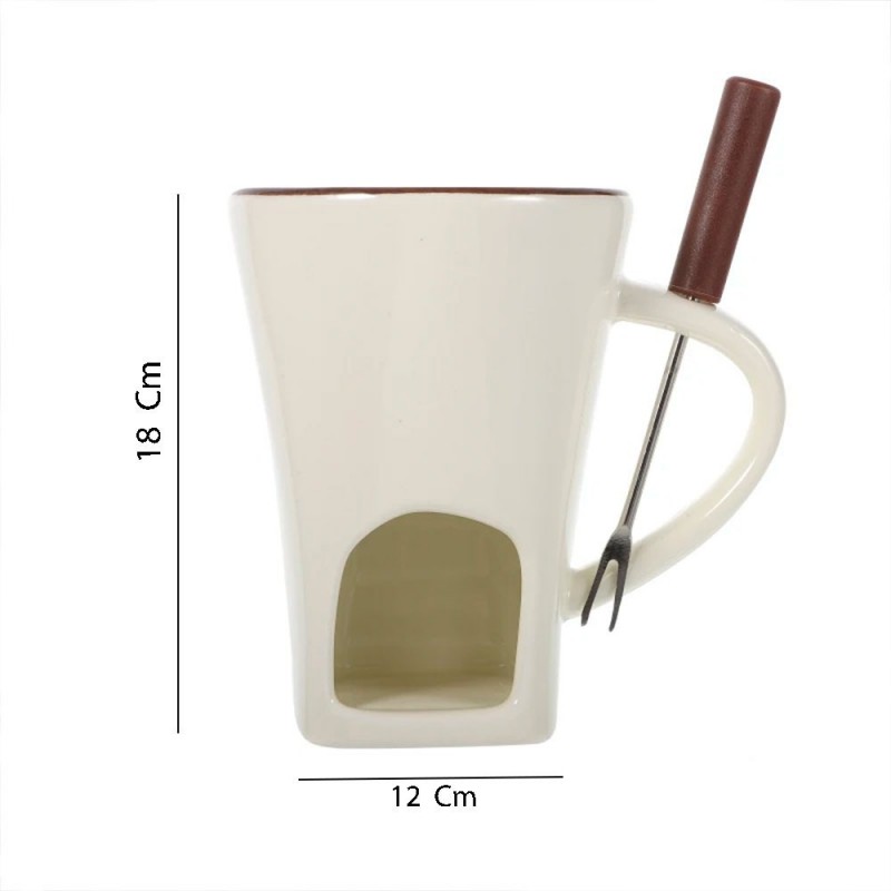 Caneca Para Fondue De Cerâmica Com Garfo - Feira Da Madrugada SP