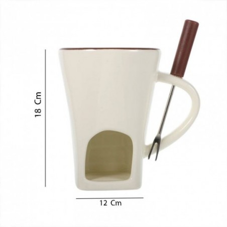 Caneca Para Fondue De Cerâmica Com Garfo - Feira Da Madrugada SP
