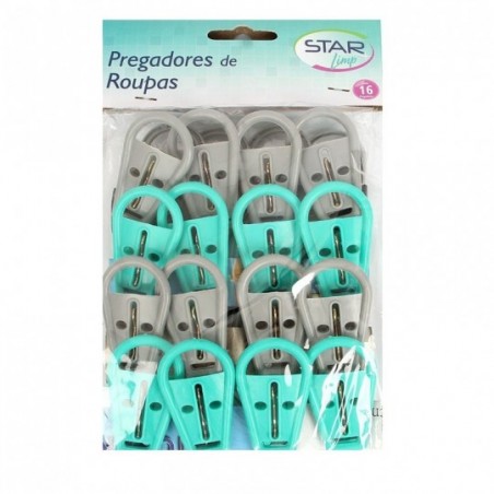 Kit Pregador Prendedor De Roupa Resistente 16 Peças Colorido - Feira Da Madrugada SP