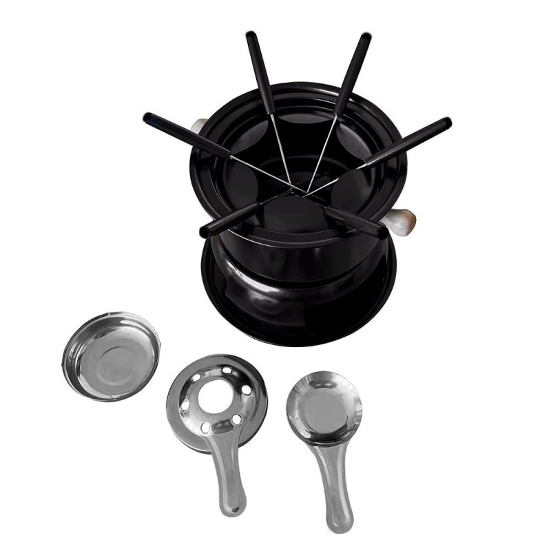 Conjunto Aparelho De Fondue Chocolete Jogo 11 Peças Preto - Feira Da Madrugada SP!