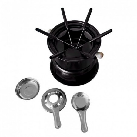 Conjunto Aparelho De Fondue Chocolete Jogo 11 Peças Preto - Feira Da Madrugada SP!
