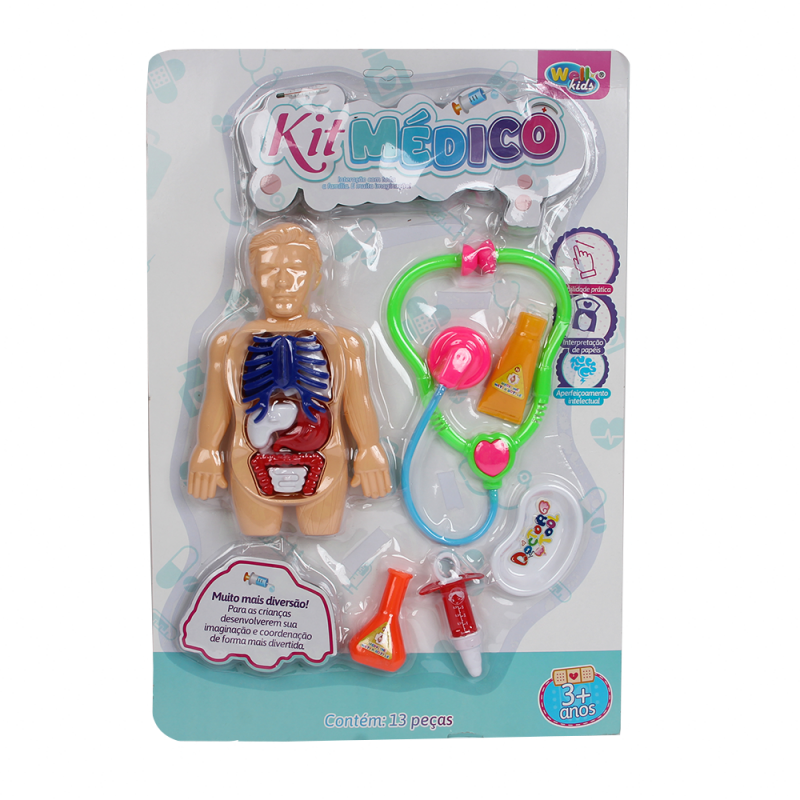 Kit Medico Corpo Humano 13 Peças Brinquedo Infantil - Feira Da Madrugada SP!