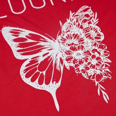 Blusa T-Shirt Feminina Estampa Borboleta e Flores Manga Curta- Feira Da Madrugada SP