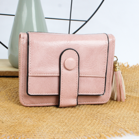 Carteira Feminina Elegante Detalhes Dourados Diversos Bolsos - Feira Da Madrugada SP!