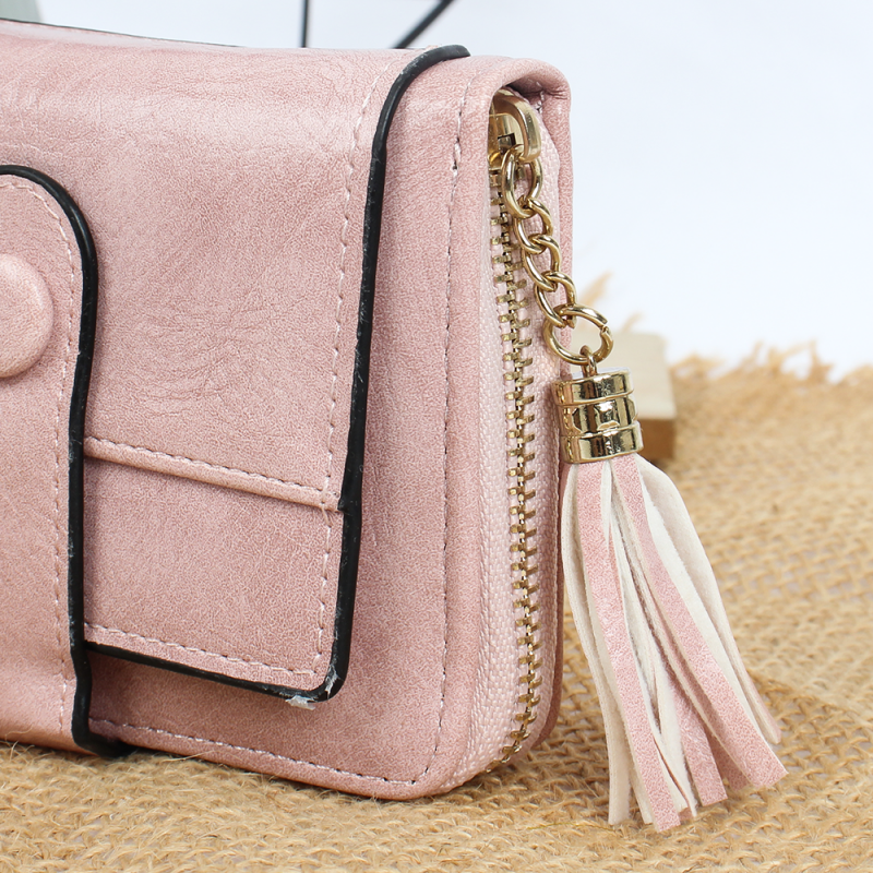 Carteira Feminina Elegante Detalhes Dourados Diversos Bolsos - Feira Da Madrugada SP!