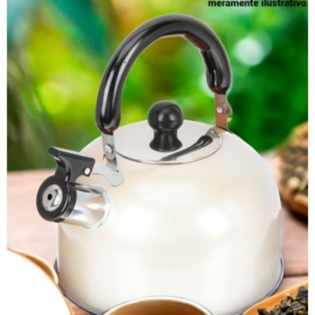 Chaleira Com Apito 2,5 Litros Em Aço Inox Off White - Compre Agora!