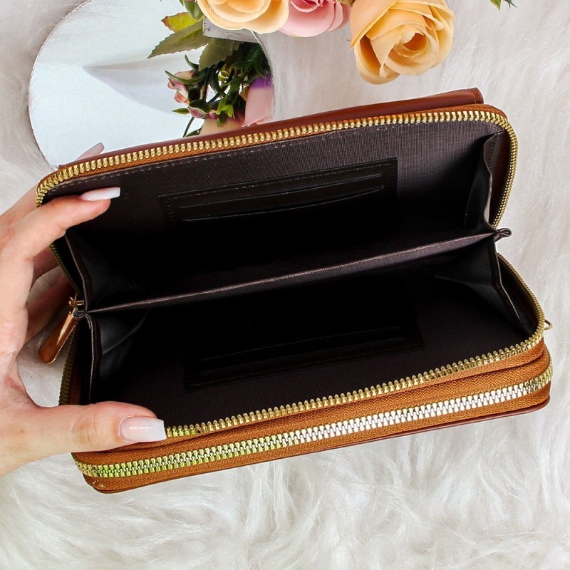 Bolsa Carteira Feminina Grande Com Alça Transversal 2 Zíperes - Feira Da Madrugada SP!
