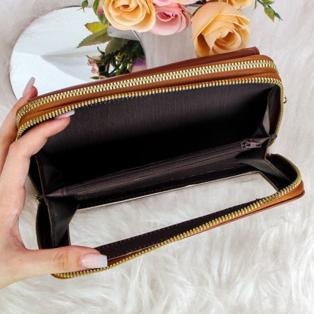 Bolsa Carteira Feminina Grande Com Alça Transversal 2 Zíperes - Feira Da Madrugada SP!