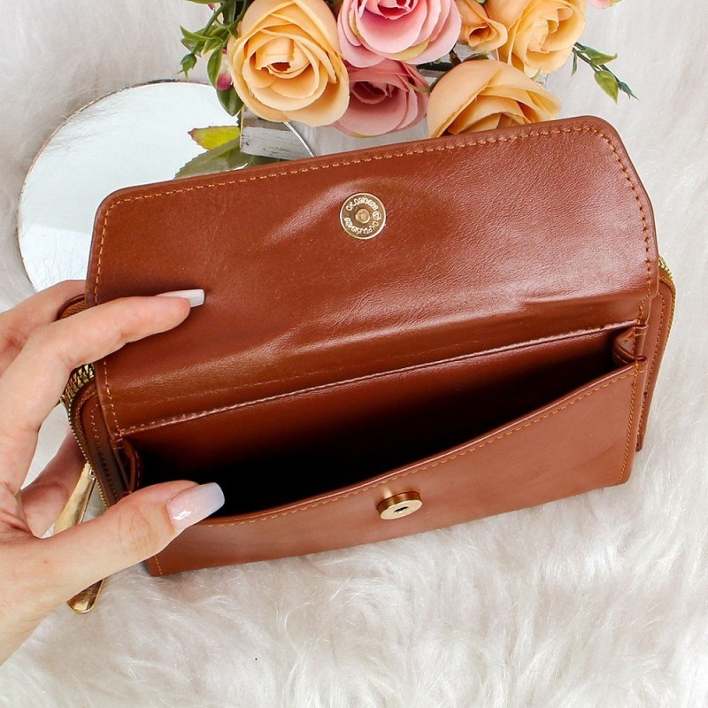 Bolsa Carteira Feminina Grande Com Alça Transversal 2 Zíperes - Feira Da Madrugada SP!