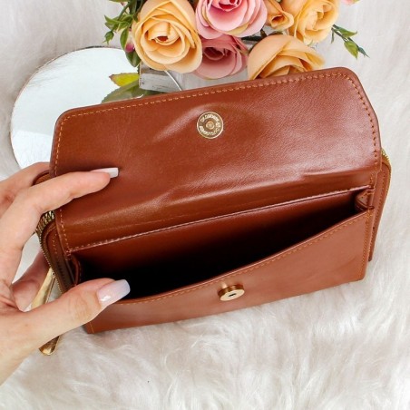 Bolsa Carteira Feminina Grande Com Alça Transversal 2 Zíperes - Feira Da Madrugada SP!