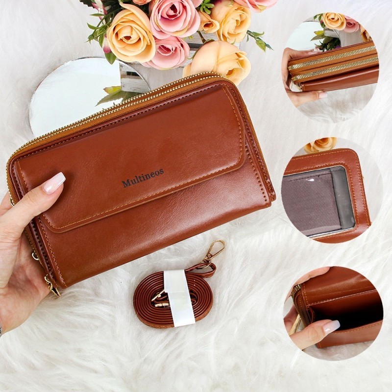 Bolsa Carteira Feminina Grande Com Alça Transversal 2 Zíperes - Feira Da Madrugada SP!