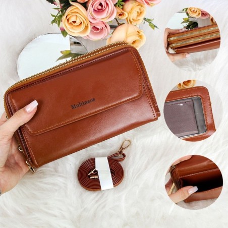 Bolsa Carteira Feminina Grande Com Alça Transversal 2 Zíperes - Feira Da Madrugada SP!