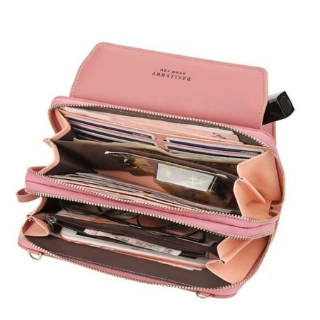 Bolsa Carteira Feminina Grande Com Alça Transversal 2 Zíperes - Feira Da Madrugada SP!