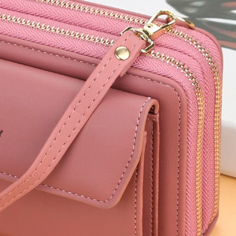 Bolsa Carteira Feminina Grande Com Alça Transversal 2 Zíperes - Feira Da Madrugada SP!