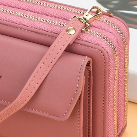 Bolsa Carteira Feminina Grande Com Alça Transversal 2 Zíperes - Feira Da Madrugada SP!
