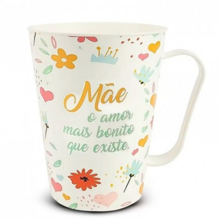 Caneca De Plástico Decorada Mãe Com Frase 430ml - Feira Da Madrugada SP!