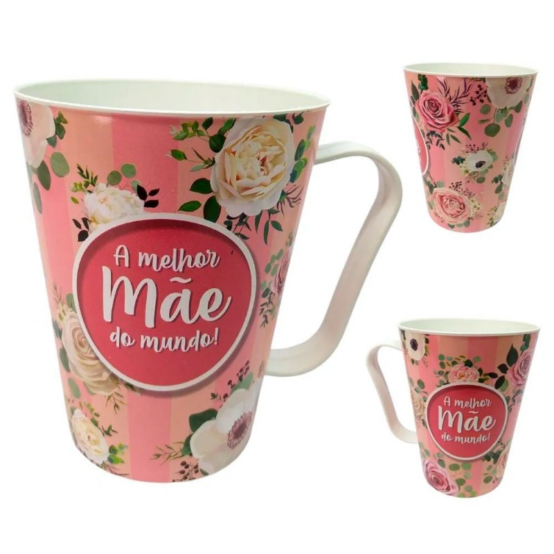 Caneca De Plástico Decorada Mãe Com Frase 430ml - Feira Da Madrugada SP!