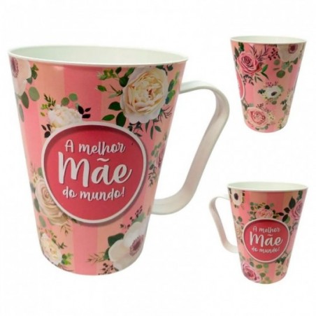 Caneca De Plástico Decorada Mãe Com Frase 430ml - Feira Da Madrugada SP!