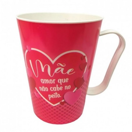 Caneca De Plástico Decorada Mãe Com Frase 430ml - Feira Da Madrugada SP!