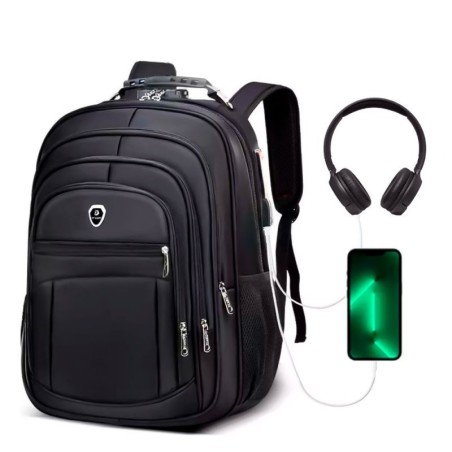 Mochila Reforçada Grande Faculdade Entradas P/ USB e Fone P2 - Feira Da Madrugada SP