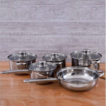 Conjunto De Panelas 5 Peças Inox Com Tampa De Vidro - Feira Da Madrugada SP