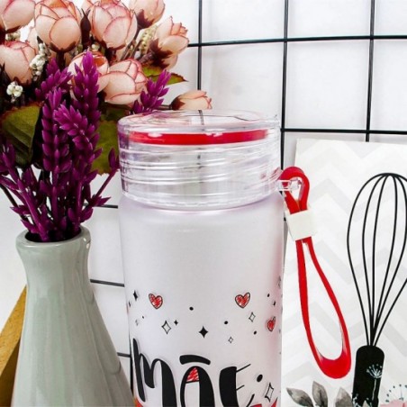 Garrafa Transparente Especial Dia Das Mães 500ML Variadas - Feira Da Madrugada SP!