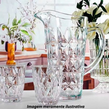 Jarra De Vidro Transparente 1,2L Textura Abacaxi Com Alça - Feira Da Madrugada SP