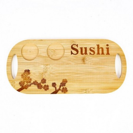 Kit Sushi 7 Peças Conjunto Oriental Bambu e Porcelana - Feira Da Madrugada SP