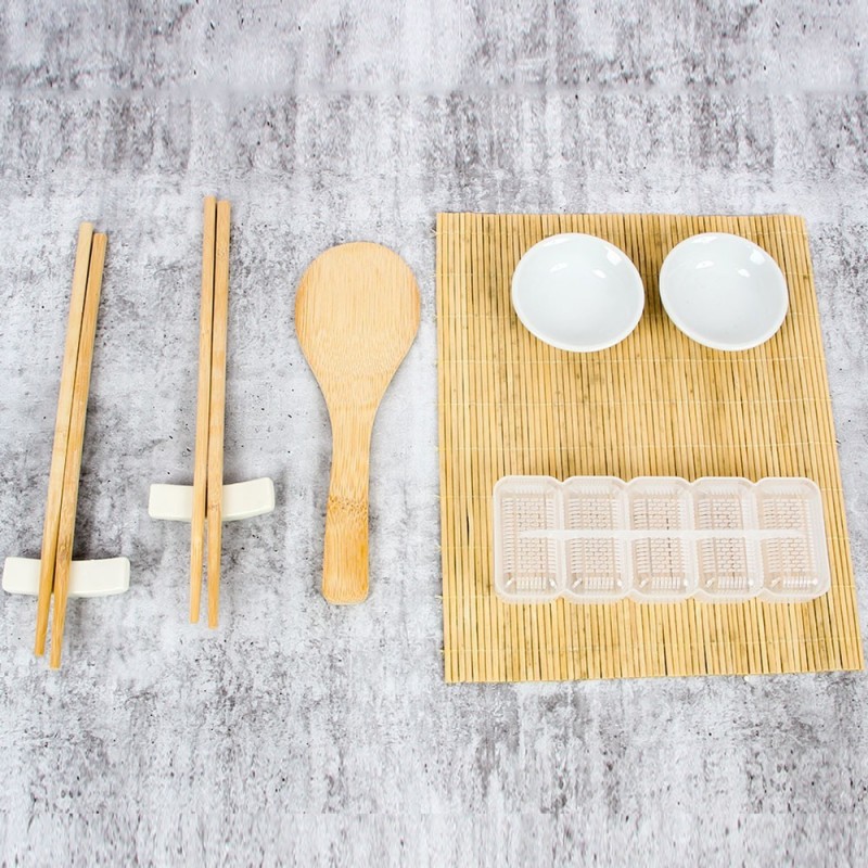Conjunto Oriental Kit Sushi Completo 10 Peças Bambu - Feira Da Madrugada SP
