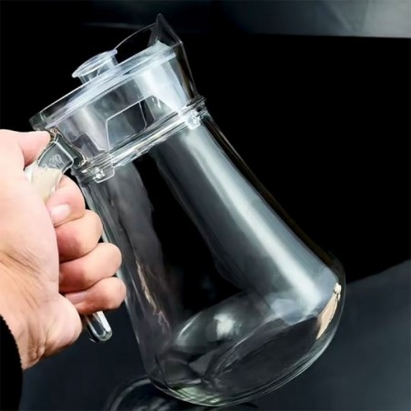 Jarra Para Suco 1,5L Transparente De Vidro Com Tampa - Feira Da Madrugada SP