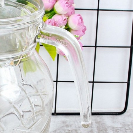 Jarra De Vidro1,7L Transparente Texturizada Com Tampa - Feira Da Madrugada SP