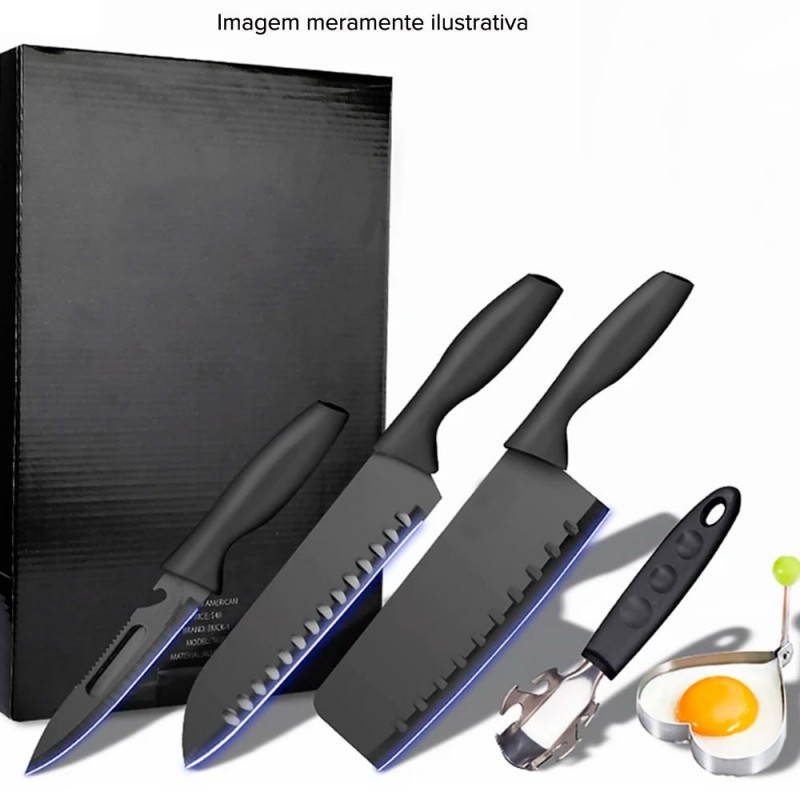 Jogo Kit De Cozinha Facas E Utensílios Com 5 Peças - Feira Da Madrugada SP