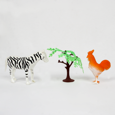 Kit Animais Da Fazenda 5 Animais E 2 Acessórios Brinquedo - Feira Da Madrugada SP