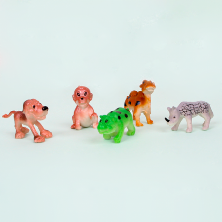 Kit Brinquedo Animal Selvagem Cartoon 5 Peças Infantil - Feira Da Madrugada SP