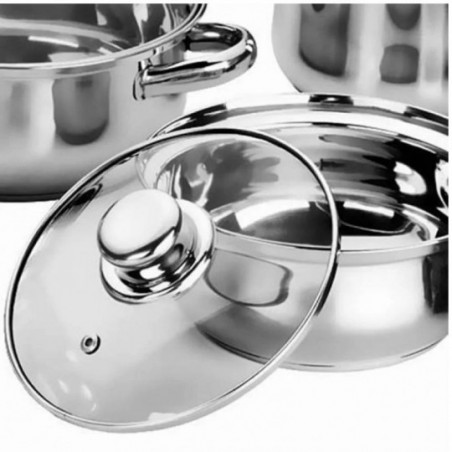Conjunto De Panelas 5 Peças Inox Com Tampa De Vidro - Feira Da Madrugada SP