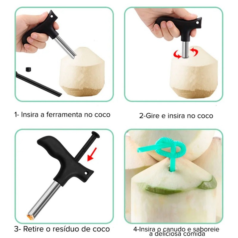 Furador Abridor De Coco Manual Em Aço Inox - Feira Da Madrugada SP