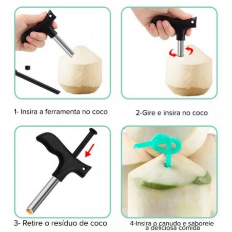 Furador Abridor De Coco Manual Em Aço Inox - Feira Da Madrugada SP