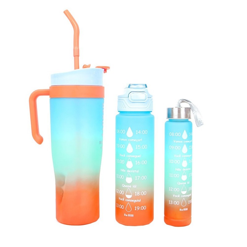 Kit Copo 1,5L  Com Alça Lateral E 2 Garrafas Coloridas - Feira Da Madrugada SP