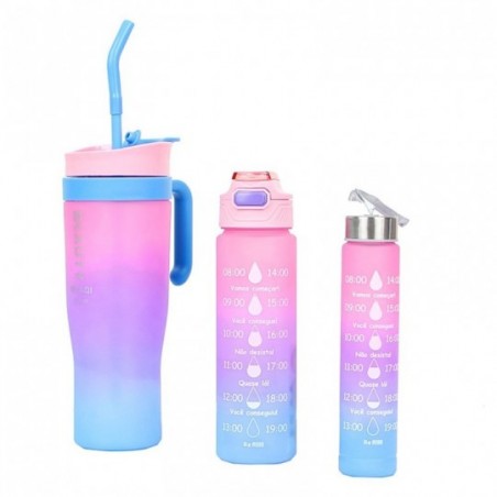 Kit Copo 1,5L  Com Alça Lateral E 2 Garrafas Coloridas - Feira Da Madrugada SP