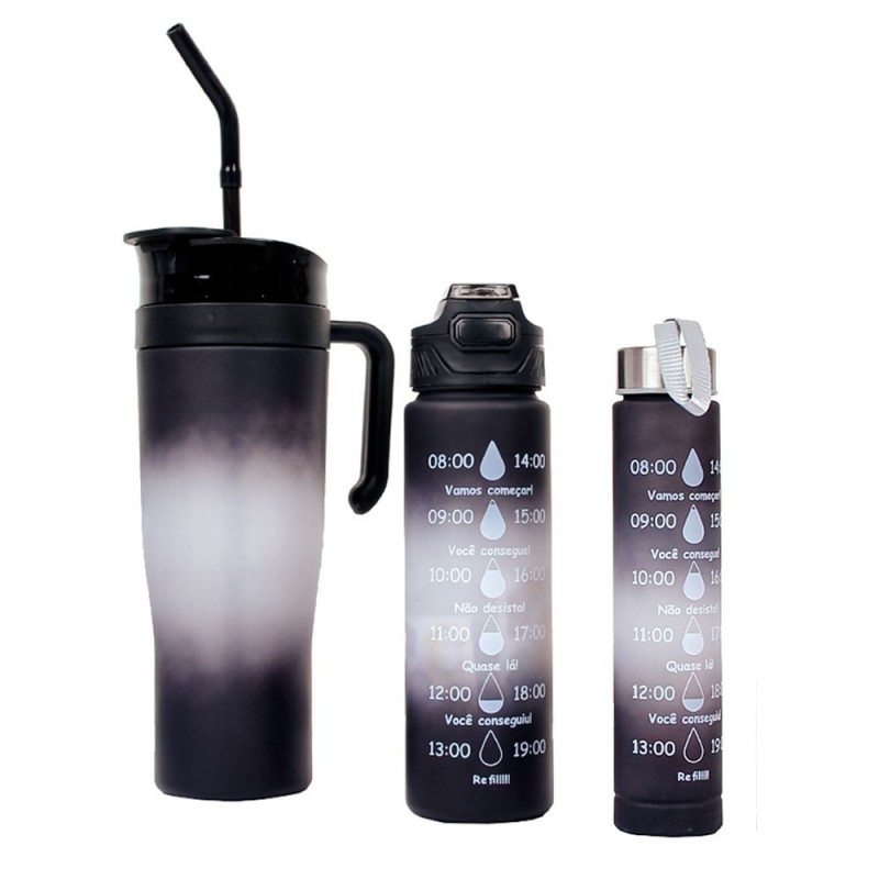 Kit Copo 1,5L  Com Alça Lateral E 2 Garrafas Coloridas - Feira Da Madrugada SP