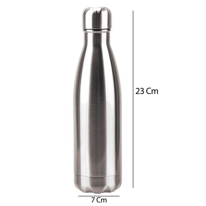 Garrafa De Aço Inox 500ml Térmica Lisa Prata - Feira Da Madrugada SP