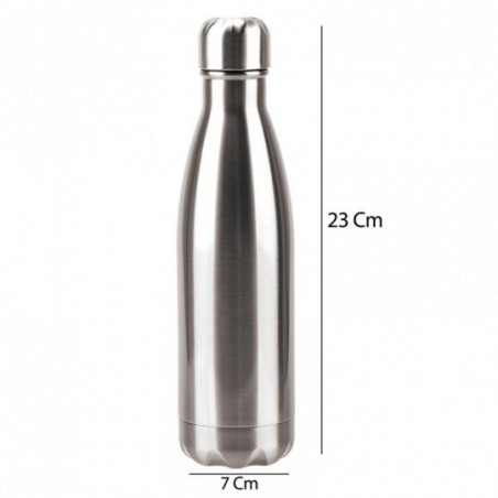 Garrafa De Aço Inox 500ml Térmica Lisa Prata - Feira Da Madrugada SP