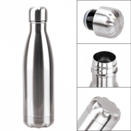 Garrafa De Aço Inox 500ml Térmica Lisa Prata - Feira Da Madrugada SP