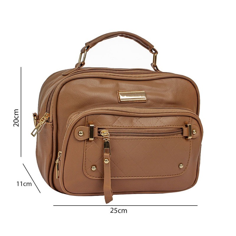 Bolsa Feminina Transversal 5 Divisórias Detalhes Dourados -  Feira Da Madrugada SP