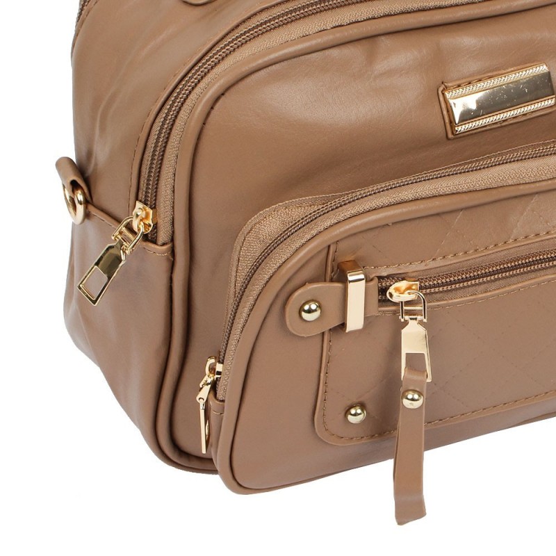 Bolsa Feminina Transversal 5 Divisórias Detalhes Dourados -  Feira Da Madrugada SP