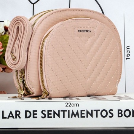 Bolsa Feminina Tiracolo Redonda Transversal 3 Divisórias - Feira Da Madrugada SP