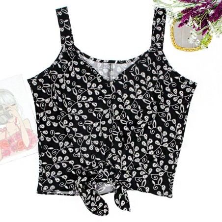 Regata Blusa Com Amarração Estampada Tecido Crepe Feminina - Feira Da Madrugada SP 2